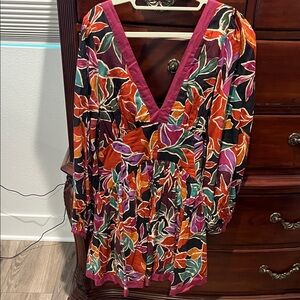 Caroline Constas Multicolor Floral Long Sleeve Dress